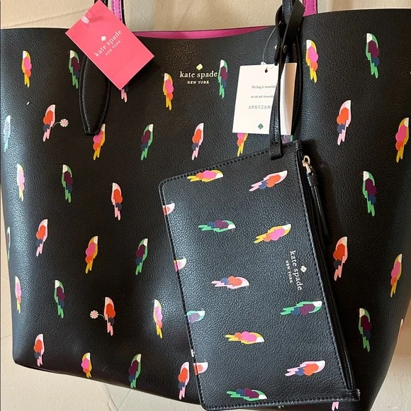 TESERVED Kate Spade Molly Flock Large Reversible Tote with Pouch - NWT Leather - Picture 3 of 17